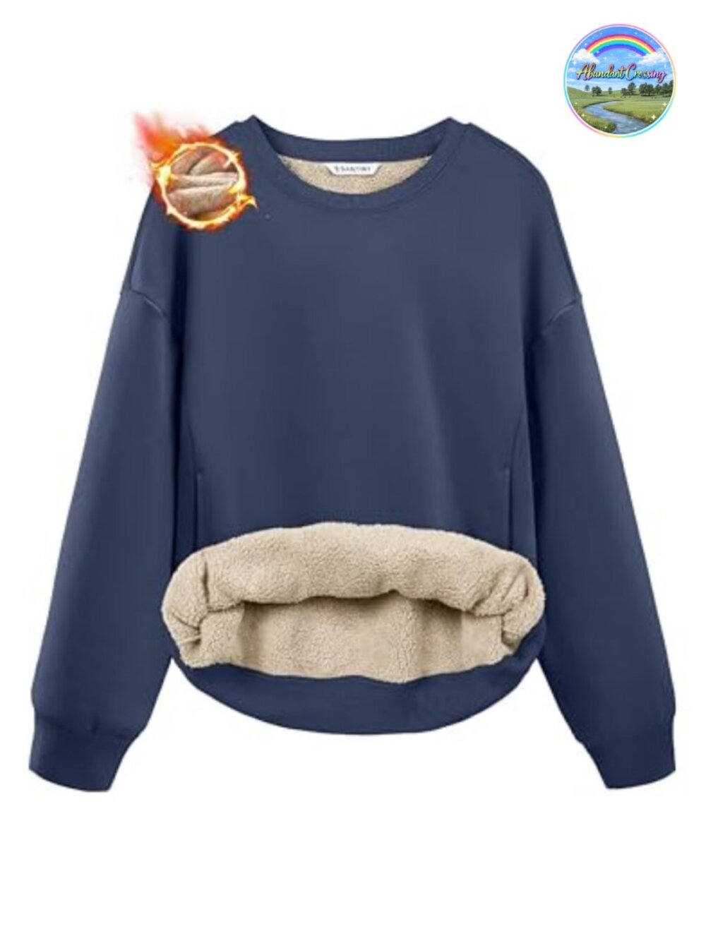 Women's Sherpa Lined Fleece Pullover Sweatshirt with Pockets Cozy Winter